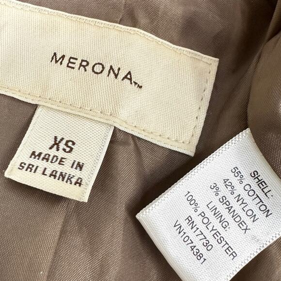 Womens‎ Pea Coat Rain Jacket Merona Size XS Tan Brown Double Breasted Button Up - Picture 3 of 16